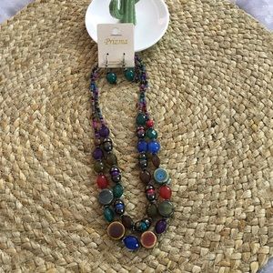 Prizma Chocker/Short Layered Necklace & Earrings